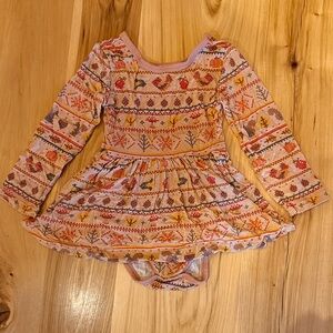 Little Sleepies Baby Girls Long Sleeve Knit Dress Thanksgiving Harvest theme